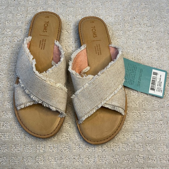 Toms Shoes - Toms Viv Natural Metallic Jute Sandals Size 7